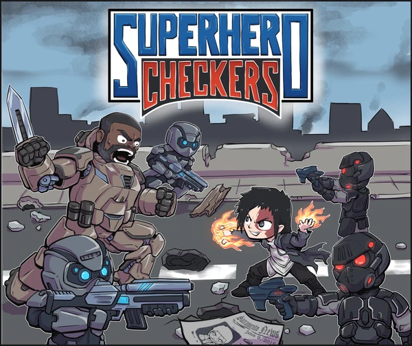 Cover image of Superhero Checkers board game