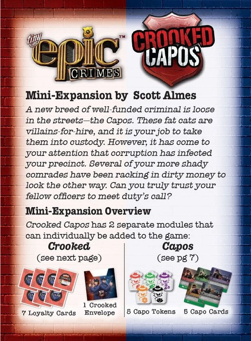 Cover image of Tiny Epic Crimes: Crooked Capos Mini Expansion board game