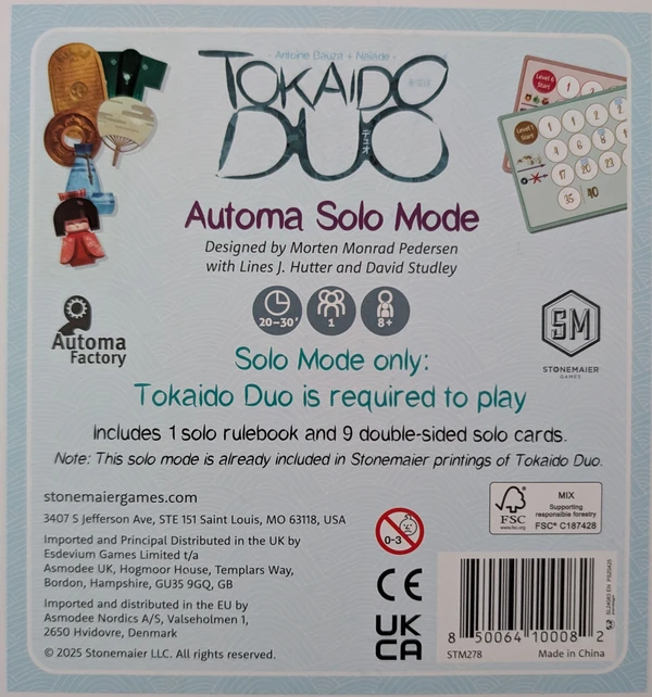 Cover image of Tokaido Duo: Solo Pack board game