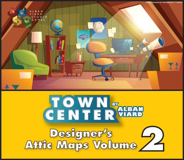 Cover image of Town Center: Designer's Attic Maps Volume 2 board game