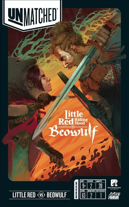 Cover image of Unmatched: Little Red Riding Hood vs. Beowulf board game