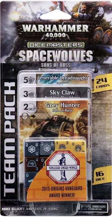 Cover image of Warhammer 40,000 Dice Masters: Space Wolves – Sons of Russ Team Pack board game