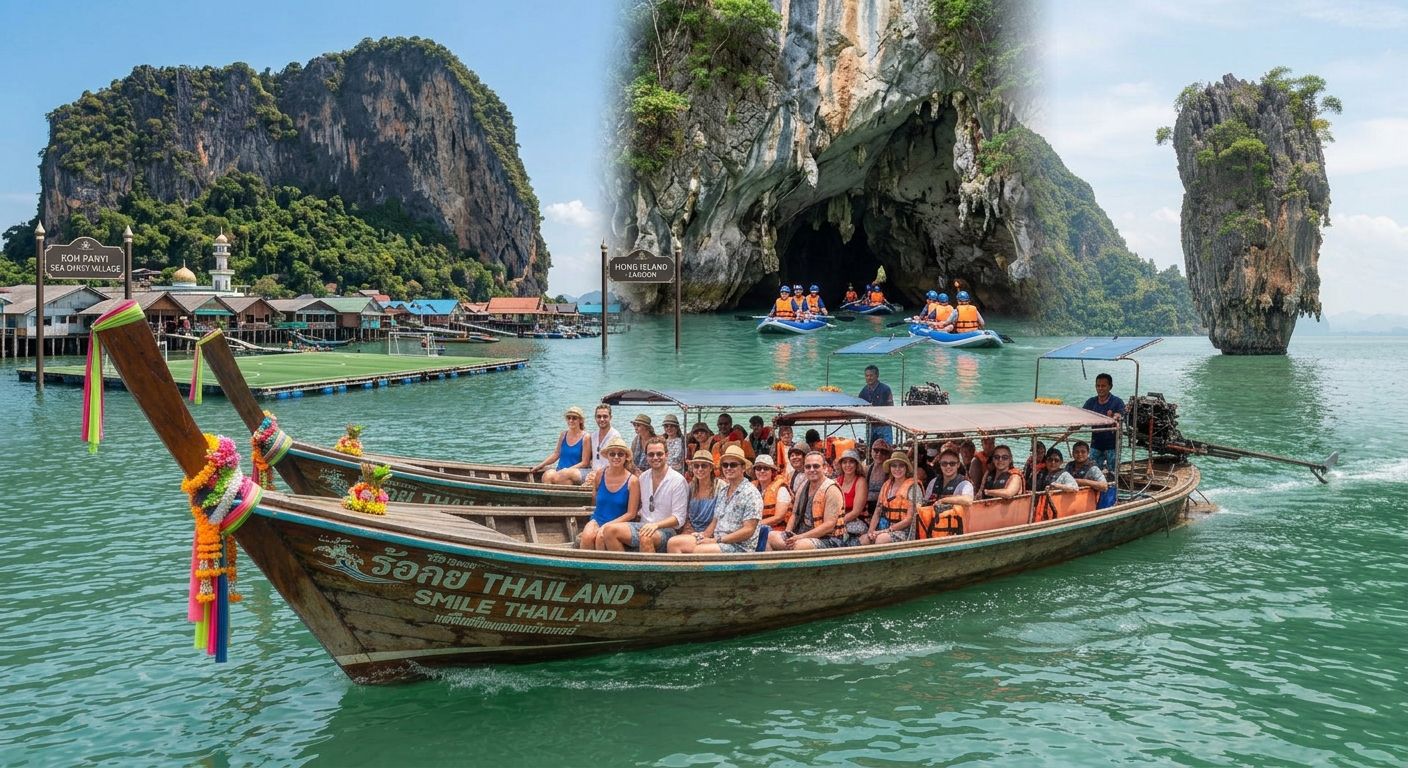 5.James Bond Tour by Longtail with Lunch ( No Canoe)  Excluded island Fees- Round Trip Private Transfers