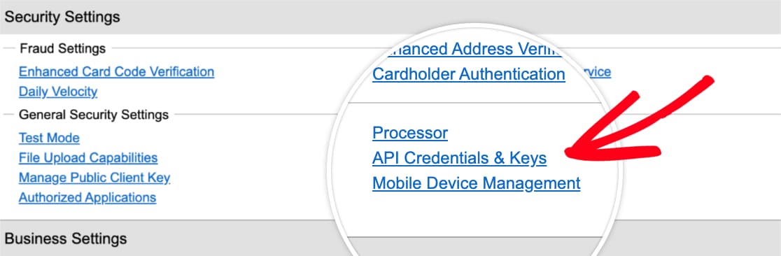 Update security settings | Secure Authorize.net Form Solution