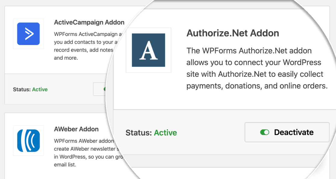 Authorize.net WordPress Addon