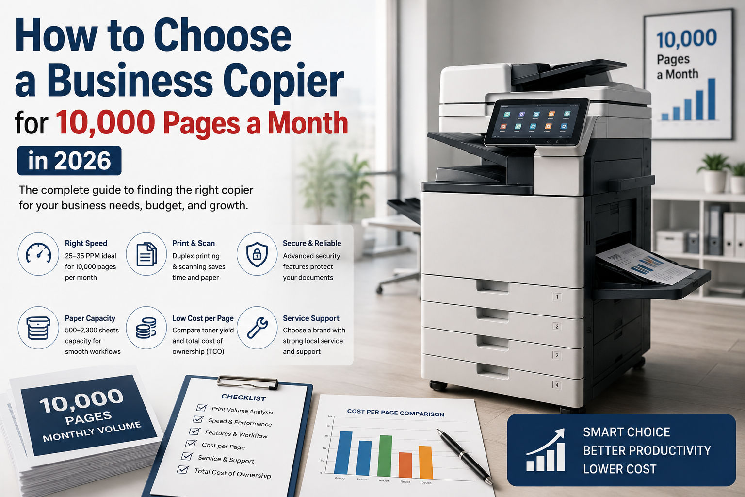 How to Choose a Business Copier for 10,000 Pages a Month in 2026