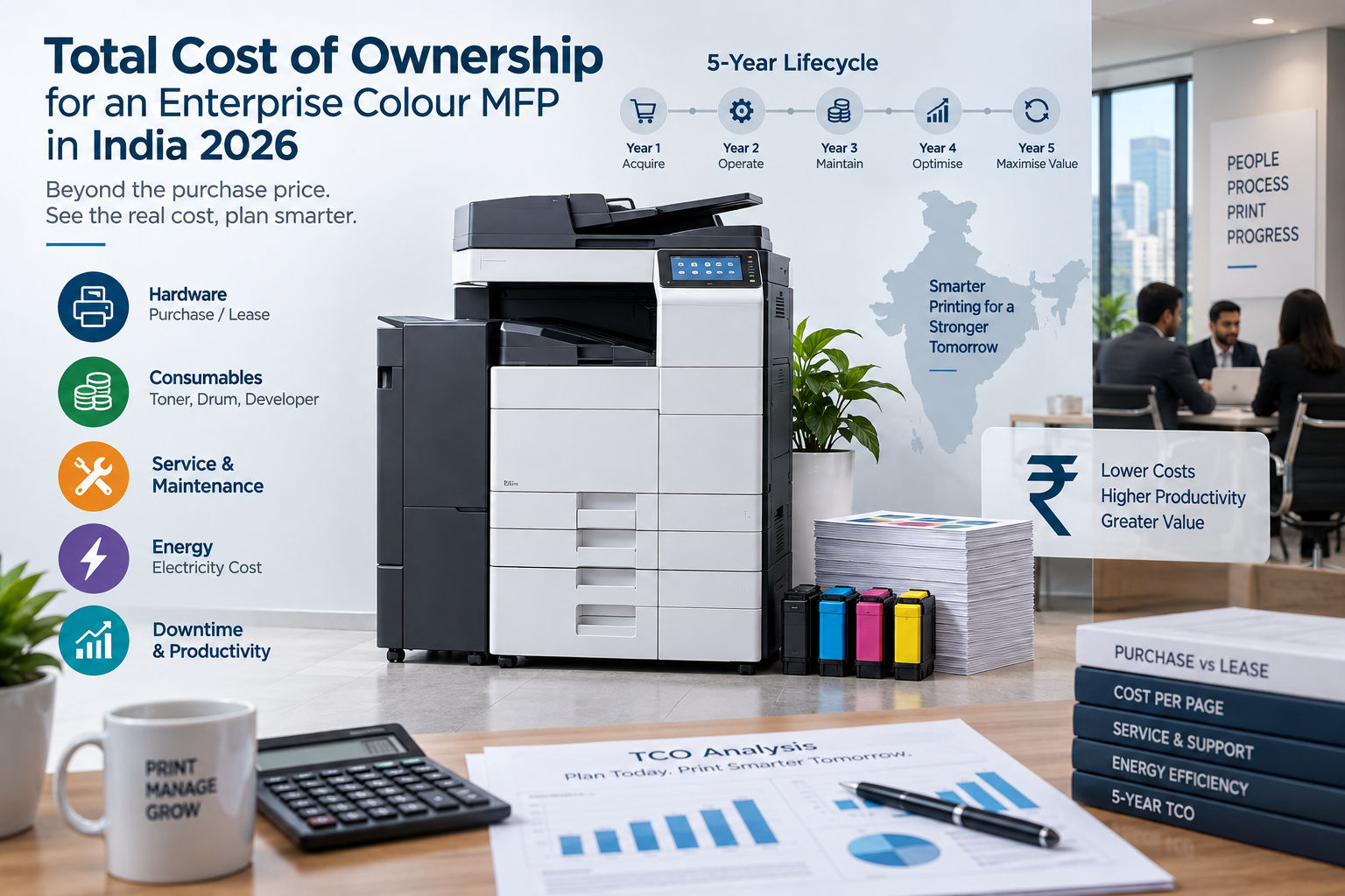 Total Cost of Ownership for an Enterprise Colour MFP in India 2026 — Bhakti Enterprises