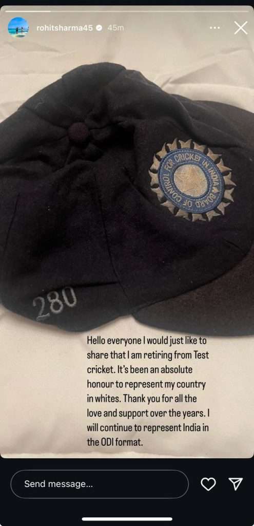 Rohit Sharma Announces Immediate Retirement from Test Cricket 2 Rohit Sharma announces retirement from test cricket