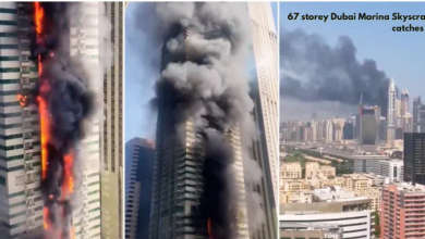 67 storey Dubai Marina Skyscraper catches fire