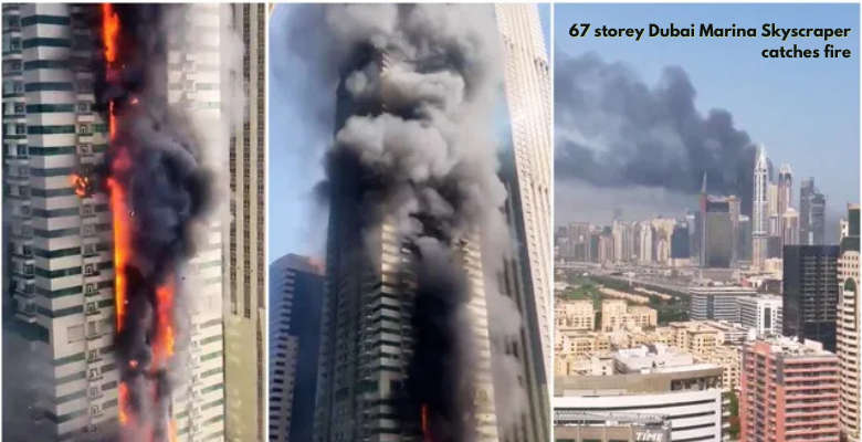 67 storey Dubai Marina Skyscraper catches fire