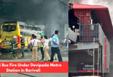 Mumbai Bus Fire Under Devipada Metro Station in Borivali