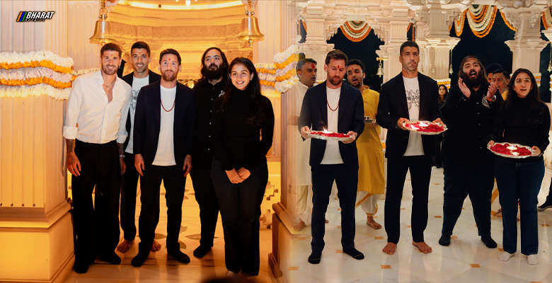 Lionel Messi performing aarti with Anant Ambani at Vantara in Jamnagar