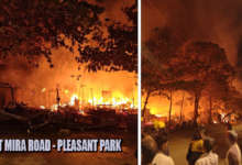 Mira Road Pleasant Park Fire with thick smoke near Jangid Estate in Mumbai