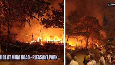 Mira Road Pleasant Park Fire with thick smoke near Jangid Estate in Mumbai