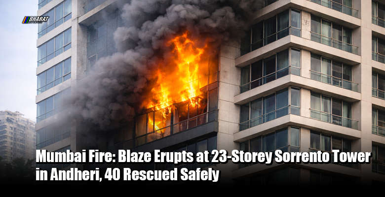 Fire on upper floor of Sorrento Tower residential building in Andheri West, Mumbai