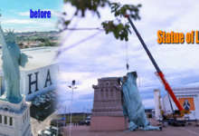 Statue of Liberty replica collapsed in Guaíba Brazil after storm