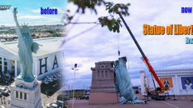 Statue of Liberty replica collapsed in Guaíba Brazil after storm