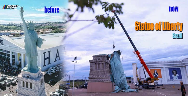 Statue of Liberty replica collapsed in Guaíba Brazil after storm