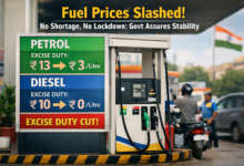 Petrol pump in India with reduced fuel prices after excise duty cut
