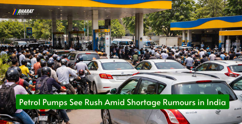 Long queues at petrol pump in India due to fuel shortage rumours
