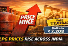 Commercial LPG cylinders stacked with rising price indicator in India