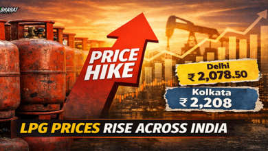 Commercial LPG cylinders stacked with rising price indicator in India