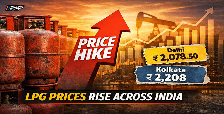 Commercial LPG cylinders stacked with rising price indicator in India