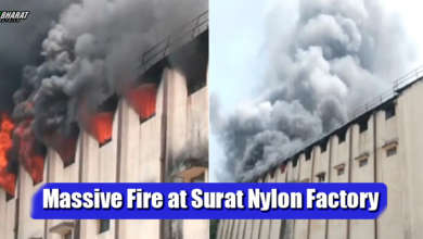 Firefighters battling massive blaze at nylon garment factory in Surat with thick smoke rising