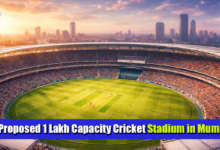 Concept view of large cricket stadium planned in Mumbai with 100000 seating capacity