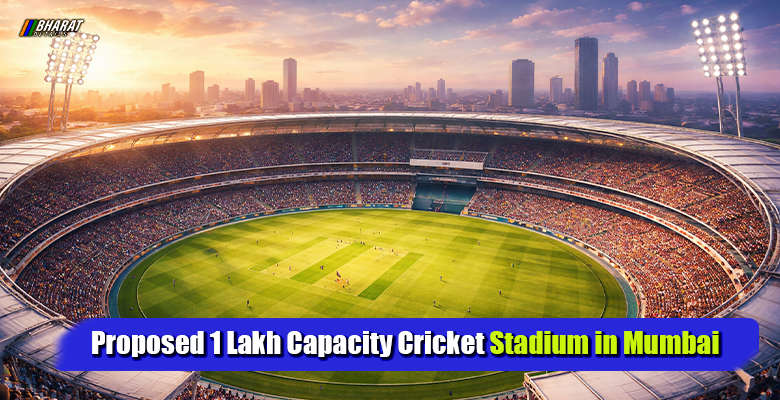 Concept view of large cricket stadium planned in Mumbai with 100000 seating capacity