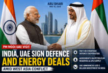 Prime Minister Narendra Modi with UAE President Sheikh Mohamed bin Zayed Al Nahyan during UAE visit amid West Asia conflict