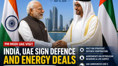 Prime Minister Narendra Modi with UAE President Sheikh Mohamed bin Zayed Al Nahyan during UAE visit amid West Asia conflict