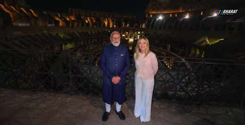 Photo of PM Modi and Giorgia Meloni at Rome Colosseum During Italy Visit -1