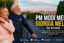 Prime Minister Narendra Modi with Italian Prime Minister Giorgia Meloni at the Colosseum in Rome during India-Italy diplomatic talks