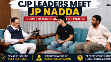CJP spokespersons meeting Union Minister JP Nadda during Delhi protest over NEET examination reforms