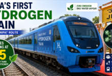 India's first hydrogen-powered train at Jind railway station before starting service to Sonipat