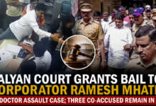 Shiv Sena corporator Ramesh Mhatre being escorted by police after receiving bail in the Kalyan doctor assault case.