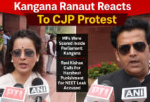 Kangana Ranaut and Ravi Kishan speaking about the Chalo Sansad protest and NEET paper leak demonstrations in Delhi
