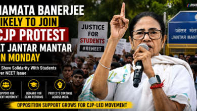 Mamata Banerjee addressing supporters ahead of her likely visit to the CJP protest at Delhi's Jantar Mantar over the NEET issue.