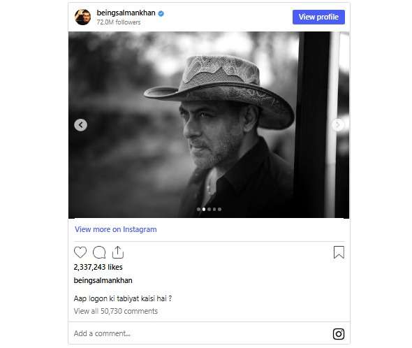 Salman Khan instagram post