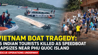 Rescue teams searching for survivors after a tourist speedboat carrying Indian tourists capsized near Phu Quoc Island in Vietnam.