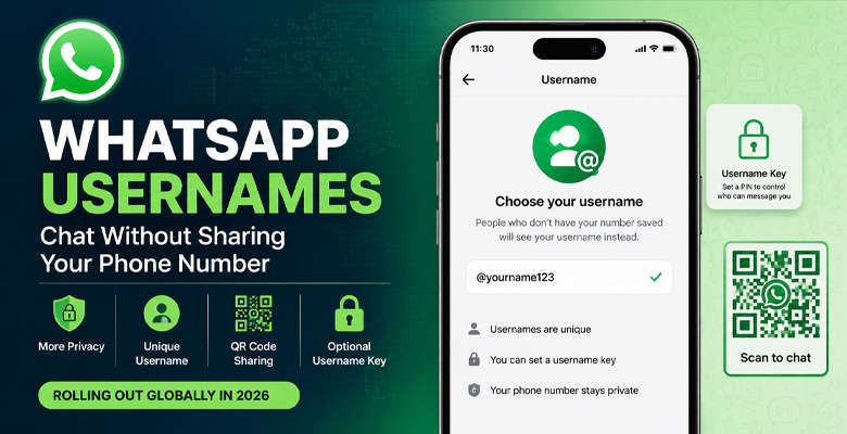 WhatsApp introduces usernames allowing users to chat without sharing phone numbers while improving privacy.