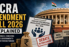 Parliament discusses the FCRA Amendment Bill 2026 proposing new rules for NGOs, foreign funding and management of foreign-funded assets.