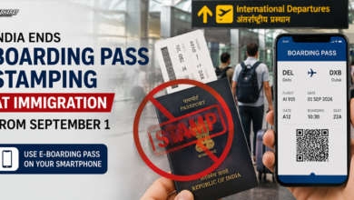 International travellers at an Indian airport as boarding pass stamping at immigration counters ends from September 1