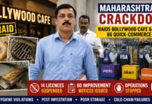 Maharashtra FDA officials inspect Bollywood Cafe and quick-commerce food warehouses during a statewide food safety crackdown
