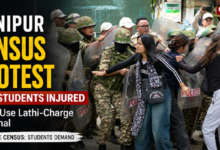 Students protest against the Census in Imphal, Manipur, as police use lathi-charge to control the crowd