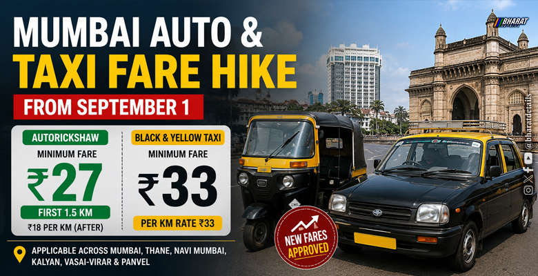 Mumbai autorickshaw and black-yellow taxi with revised fares coming into effect from September 1, 2026