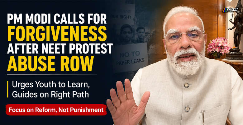 Prime Minister Narendra Modi addressing the nation in a video message on the NEET protest abuse controversy and examination reforms.