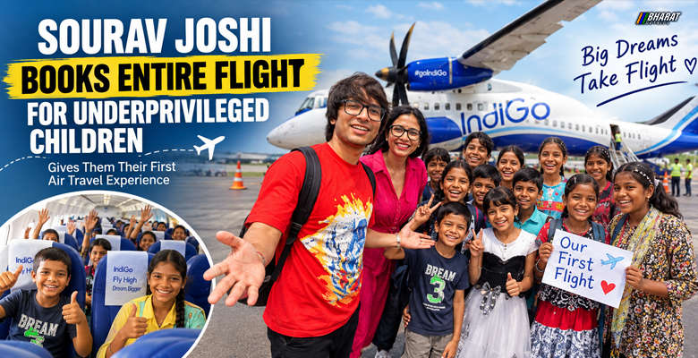 YouTuber Sourav Joshi with underprivileged schoolchildren during their first-ever flight to Delhi after booking an entire commercial aircraft.