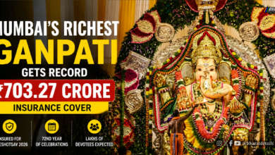 GSB Seva Mandal Maha Ganapati idol in Mumbai with ₹703.27 crore insurance cover for Ganeshotsav 2026